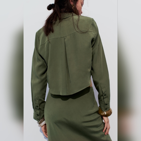 ZARA LYOCELL CROPPED SHIRT - Picture 2 of 9